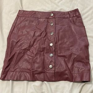 Cotton On Magenta Pleather Button up Pencil Skirt